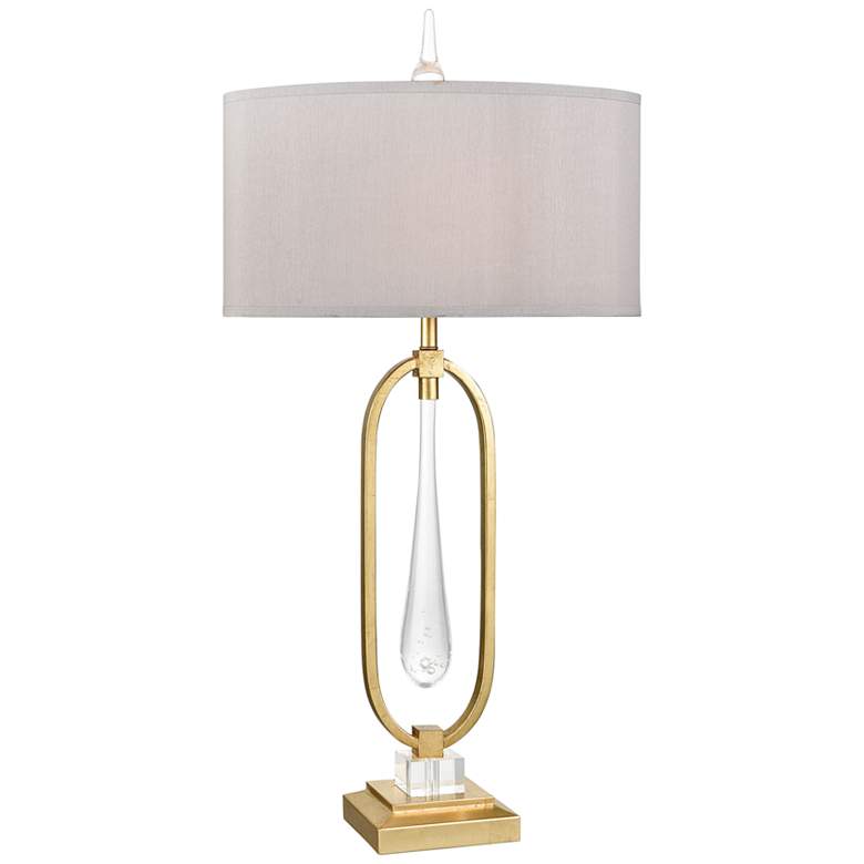 Image 2 Dimond Spring Loaded Gold Leaf Metal and Glass Table Lamp