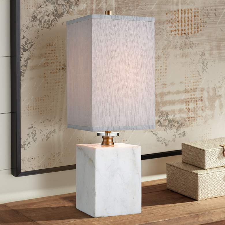 Image 1 Dimond Stand White Marble Square Table Lamp