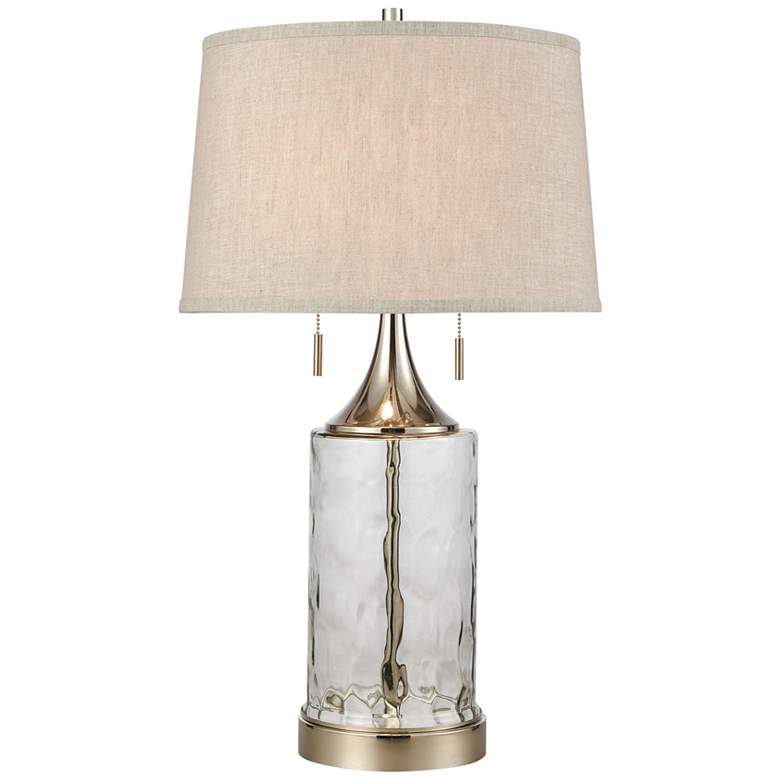 Image 2 Dimond Tribeca Clear Water Glass Polished Nickel 2-Light Table Lamp