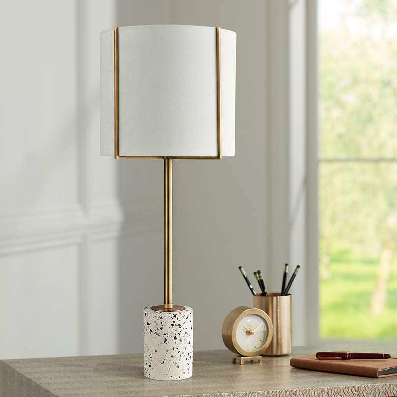 Image 1 Dimond Trussed Gold Metal and White Terrazzo Table Lamp