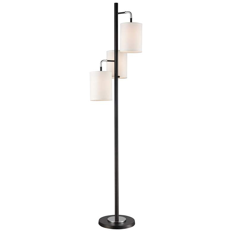 Image 1 Dimond Uprising 72 inch High 3-Light LED White Shades and Black Floor Lamp