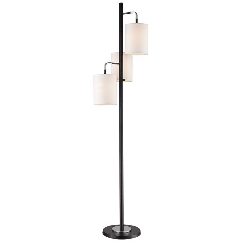 Image 2 Dimond Uprising 72 inch High 3-Light White Shades and Black Floor Lamp