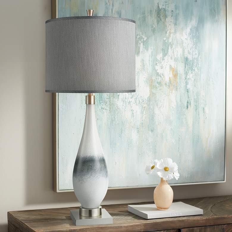 Image 1 Dimond Vapor Gray and White Glass Vase Table Lamp