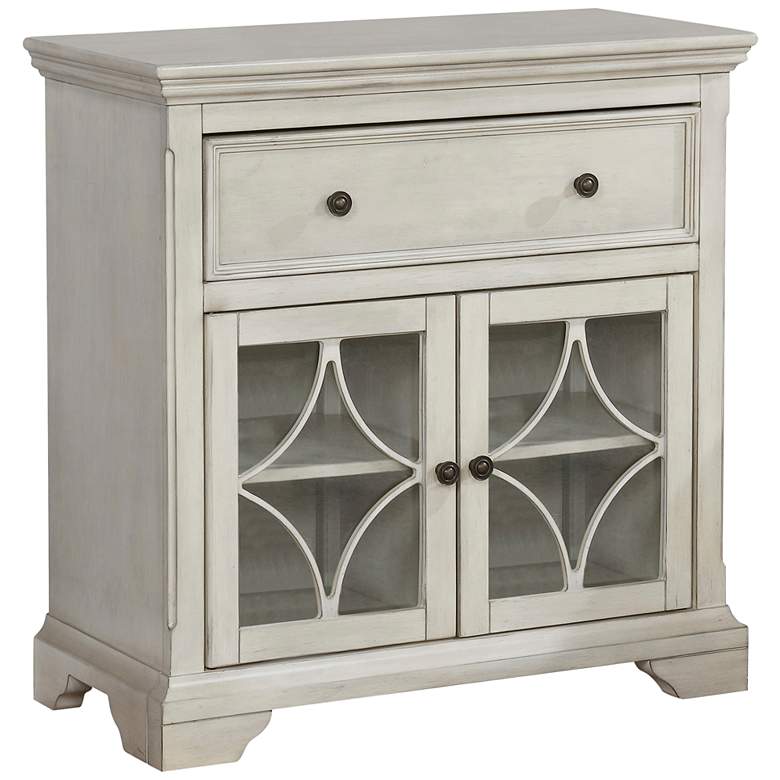 Image 2 Dimonne 32 inch Wide Antique White Wood 1-Drawer Accent Cabinet 