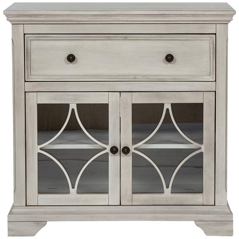 Image 6 Dimonne 32" Wide Antique White Wood 1-Drawer Accent Cabinet  more views