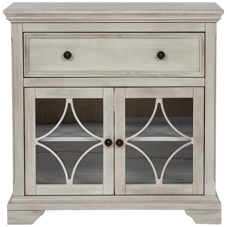Image 6 Dimonne 32" Wide Antique White Wood 1-Drawer Accent Cabinet more views