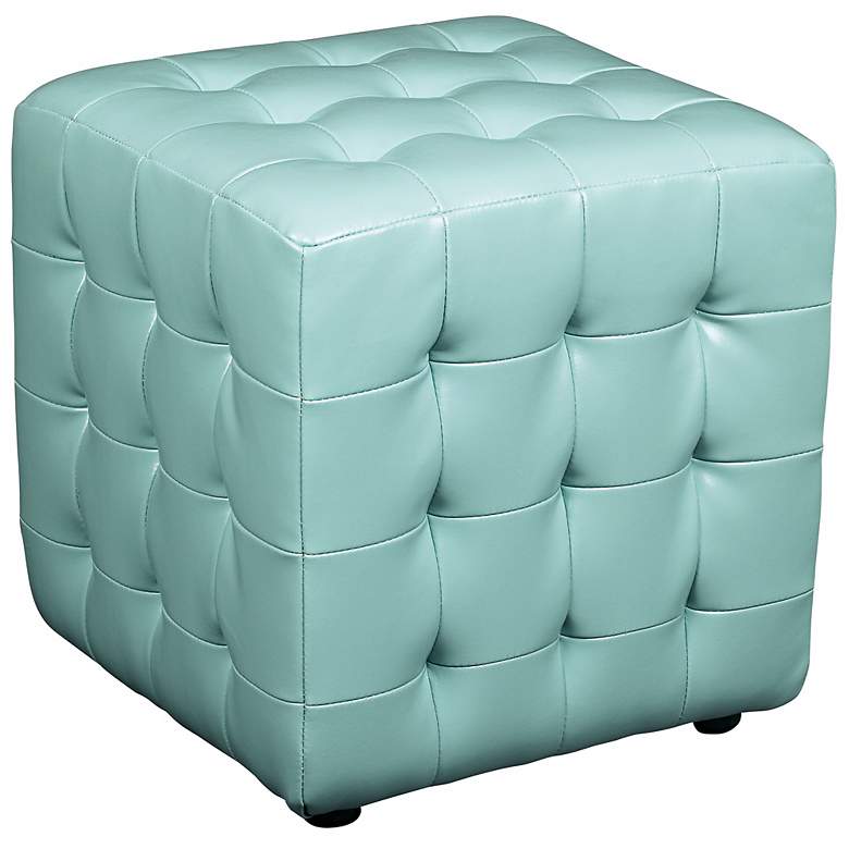 Image 1 Dimple Aqua Leather Ottoman