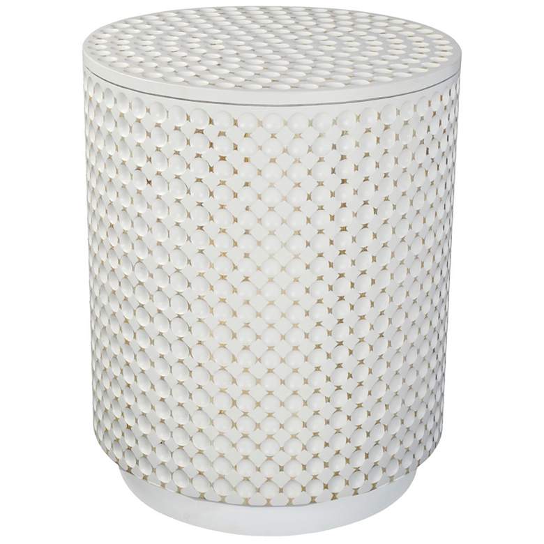 Image 1 Dimple Round Accent Table - Whitewash