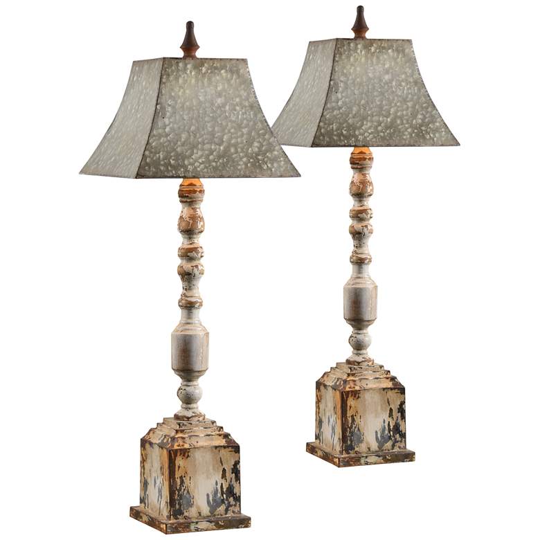 Image 1 Dinah Galvanized Antique White Buffet Table Lamps Set of 2