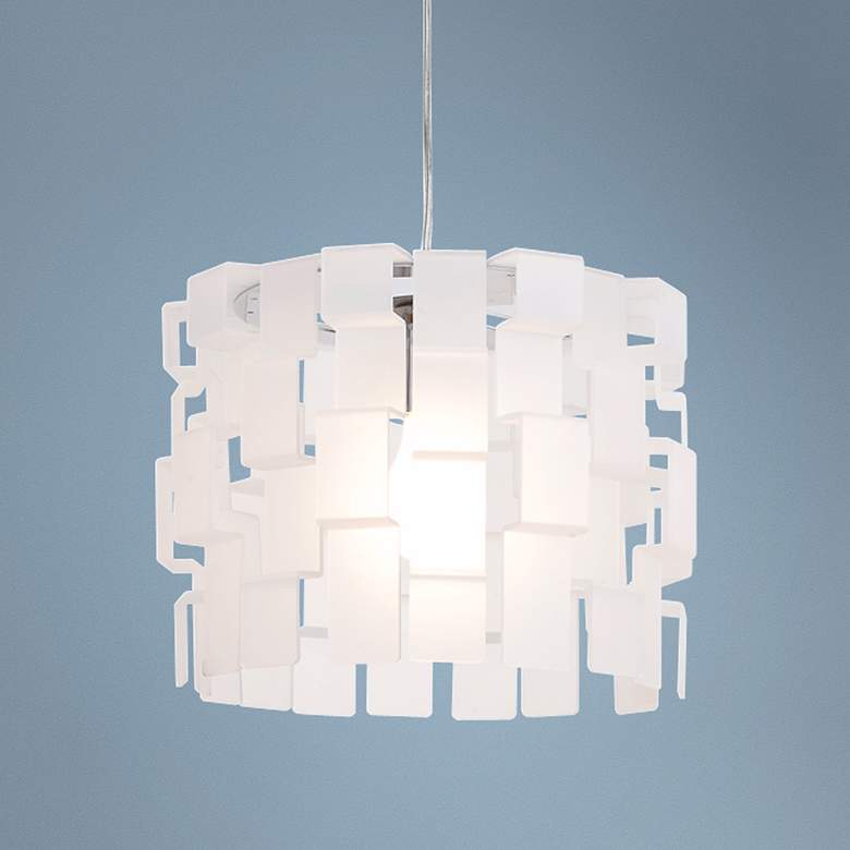 Image 1 Dinari Zig Zag 11 3/4" Wide Acrylic and Chrome Pendant Light