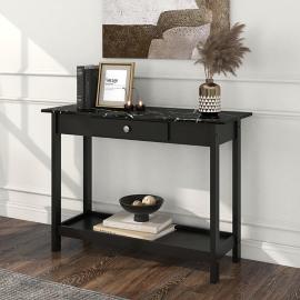 Dingo 41 3/4" Wide Black 1-Drawer Console Table with Shelf