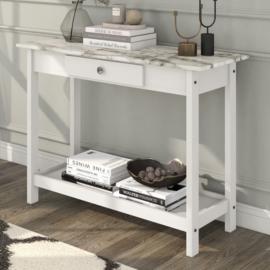 Dingo 41 3/4" Wide White 1-Drawer Console Table with Shelf