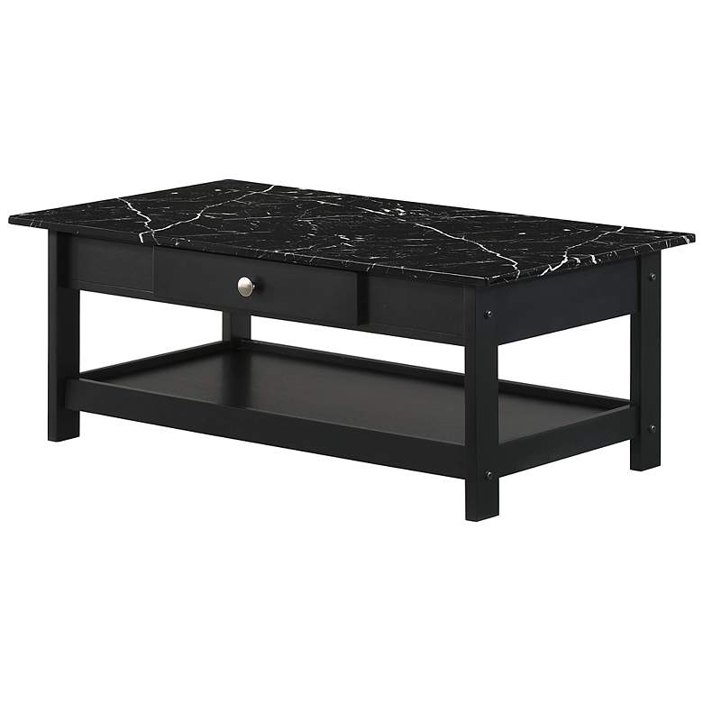 Image 3 Dingo Black 4-Piece Coffee Table Set w/ Drawers and Shelves more views