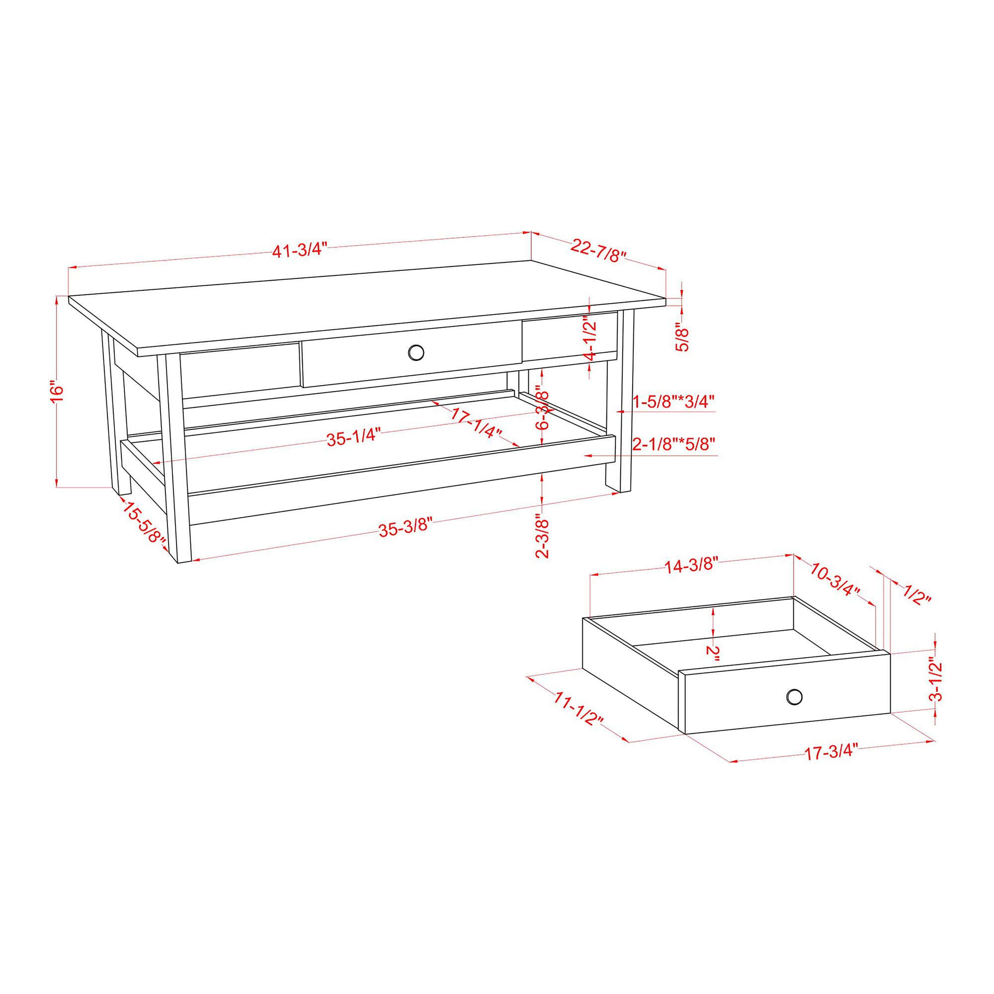 Dingo White 4-Piece Coffee Table Set w/ Drawers and Shelves