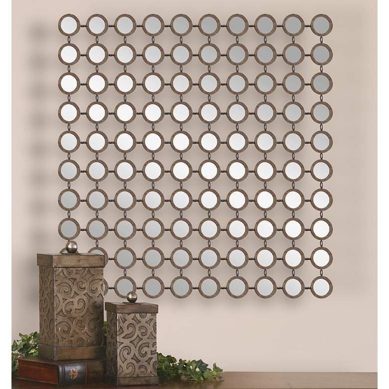 Image 1 Dinuba 39 1/2" Square Antiqued Silver Mirrored Wall Art