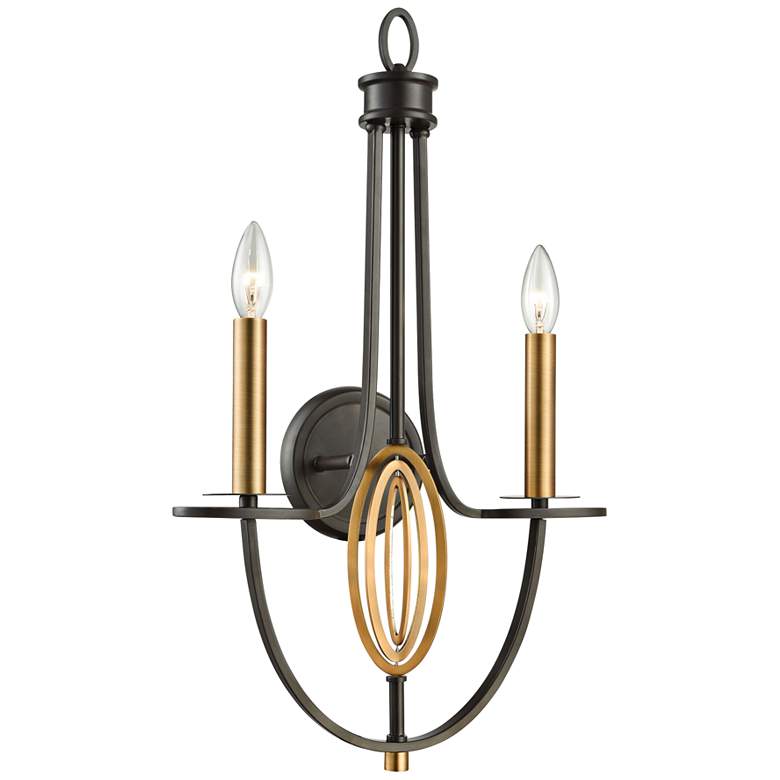 Image 1 Dione 23 inch High Bronze and Antique Brass 2-Light Wall Sconce
