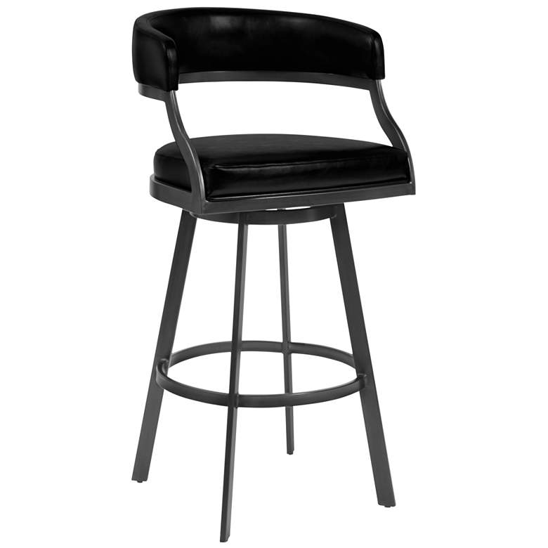Image 1 Dione 26 in. Barstool in Vintage Black Faux Leather and Mineral Finish