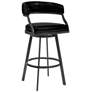 Dione 26 in. Barstool in Vintage Black Faux Leather and Mineral Finish