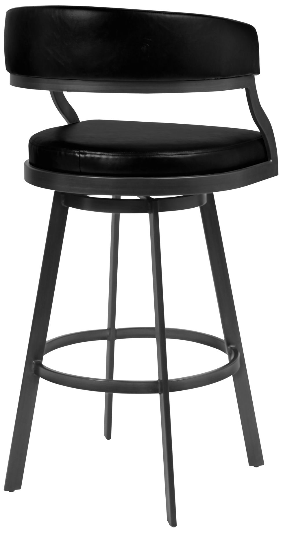 Image 3 Dione 26 in. Barstool in Vintage Black Faux Leather and Mineral Finish more views