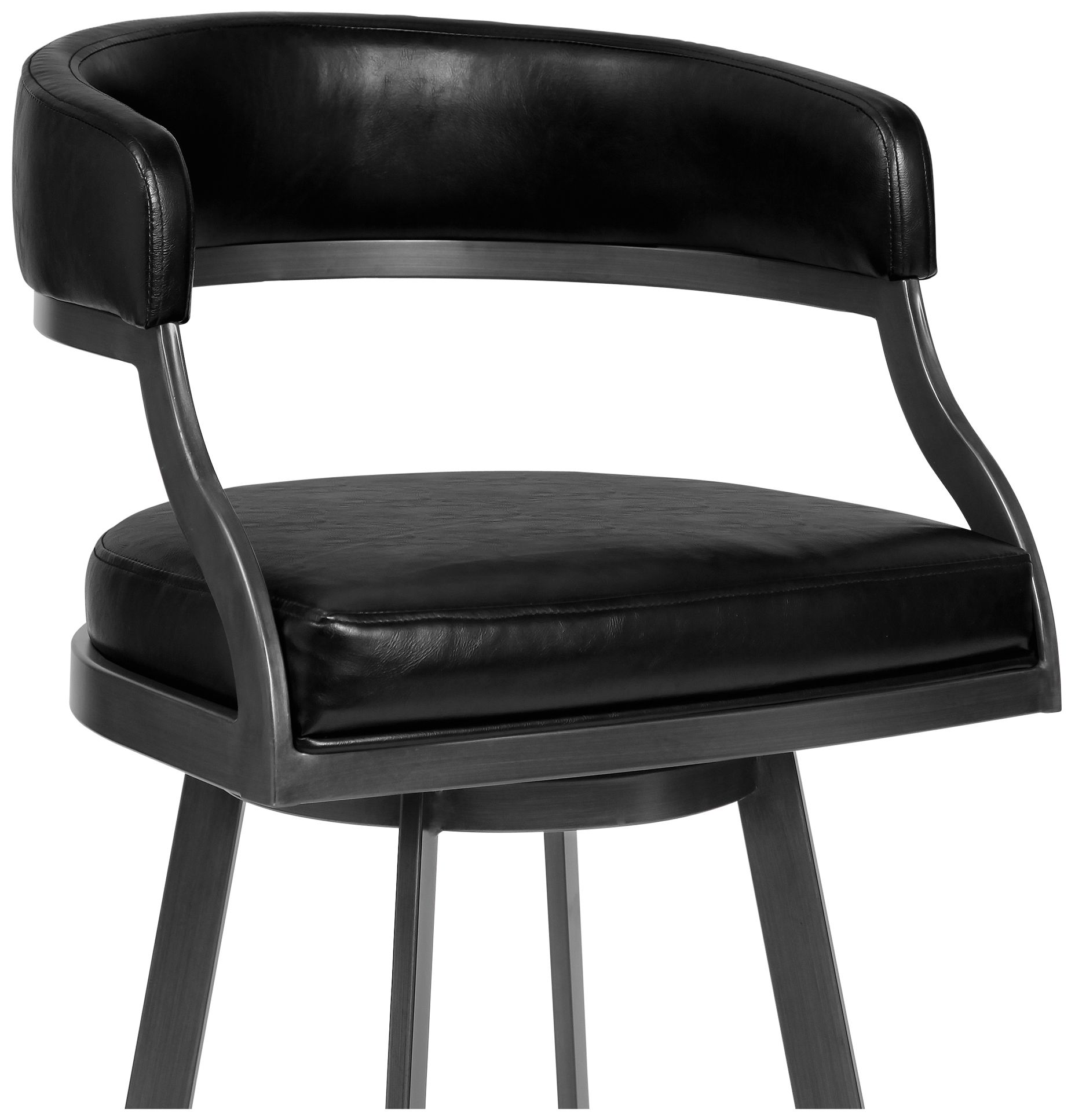 Image 4 Dione 26 in. Barstool in Vintage Black Faux Leather and Mineral Finish more views