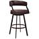 Dione 26 in. Swivel Barstool in Brown Faux Leather and Auburn Bay Finish
