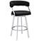 Dione 26 in. Swivel Barstool in Stainless Steel Finish, Black Faux Leather