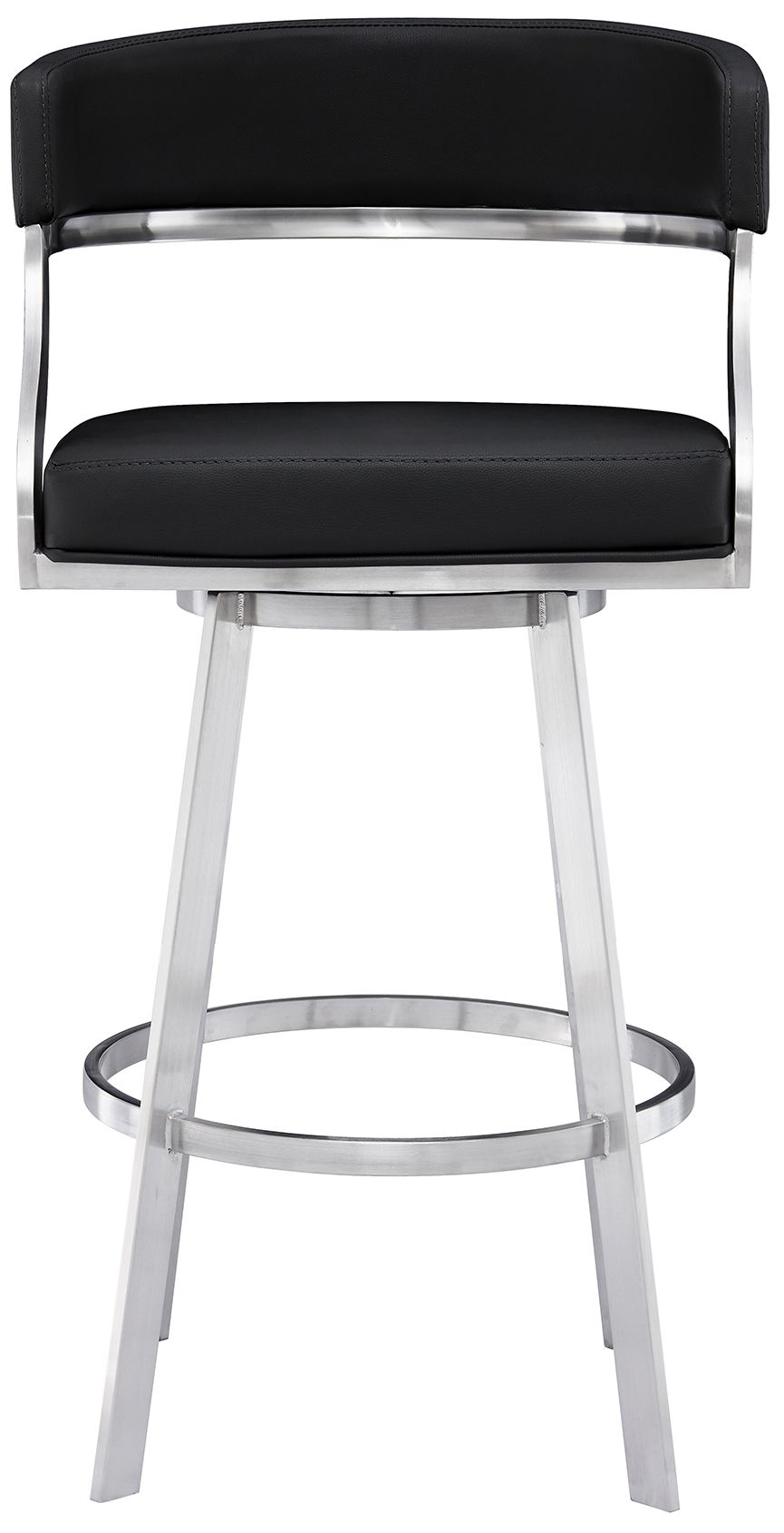 Thumbnail3 of Dione 26 in. Swivel Barstool in Stainless Steel Finish, Black Faux Leather more views