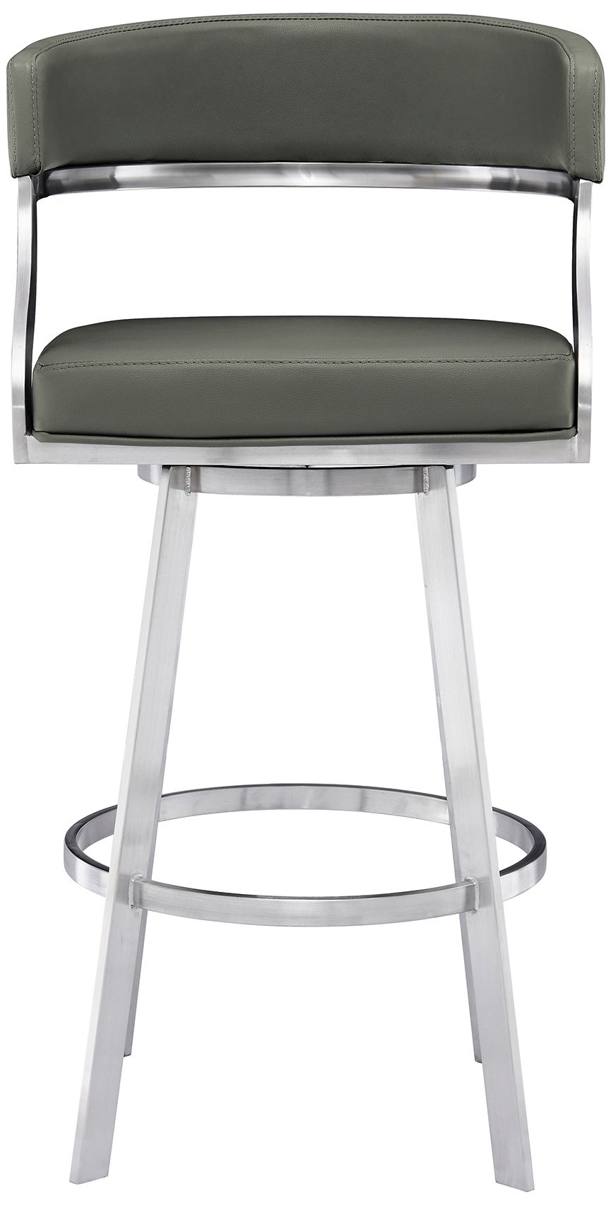 Image 3 Dione 26 in. Swivel Barstool in Stainless Steel Finish, Gray Faux Leather more views