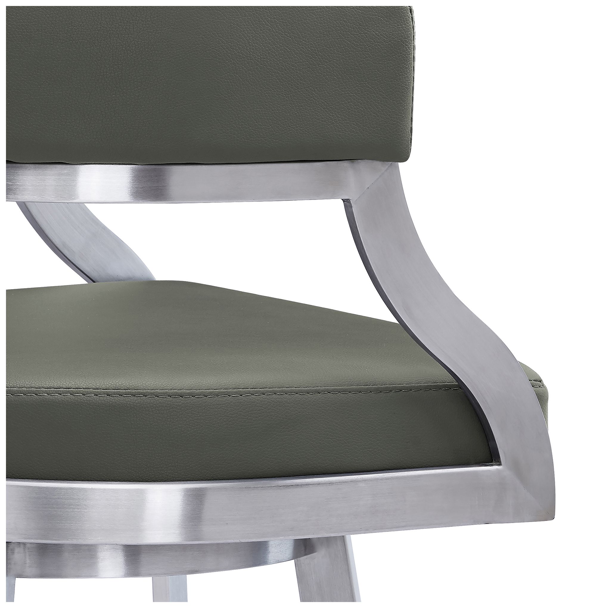 Image 7 Dione 26 in. Swivel Barstool in Stainless Steel Finish, Gray Faux Leather more views