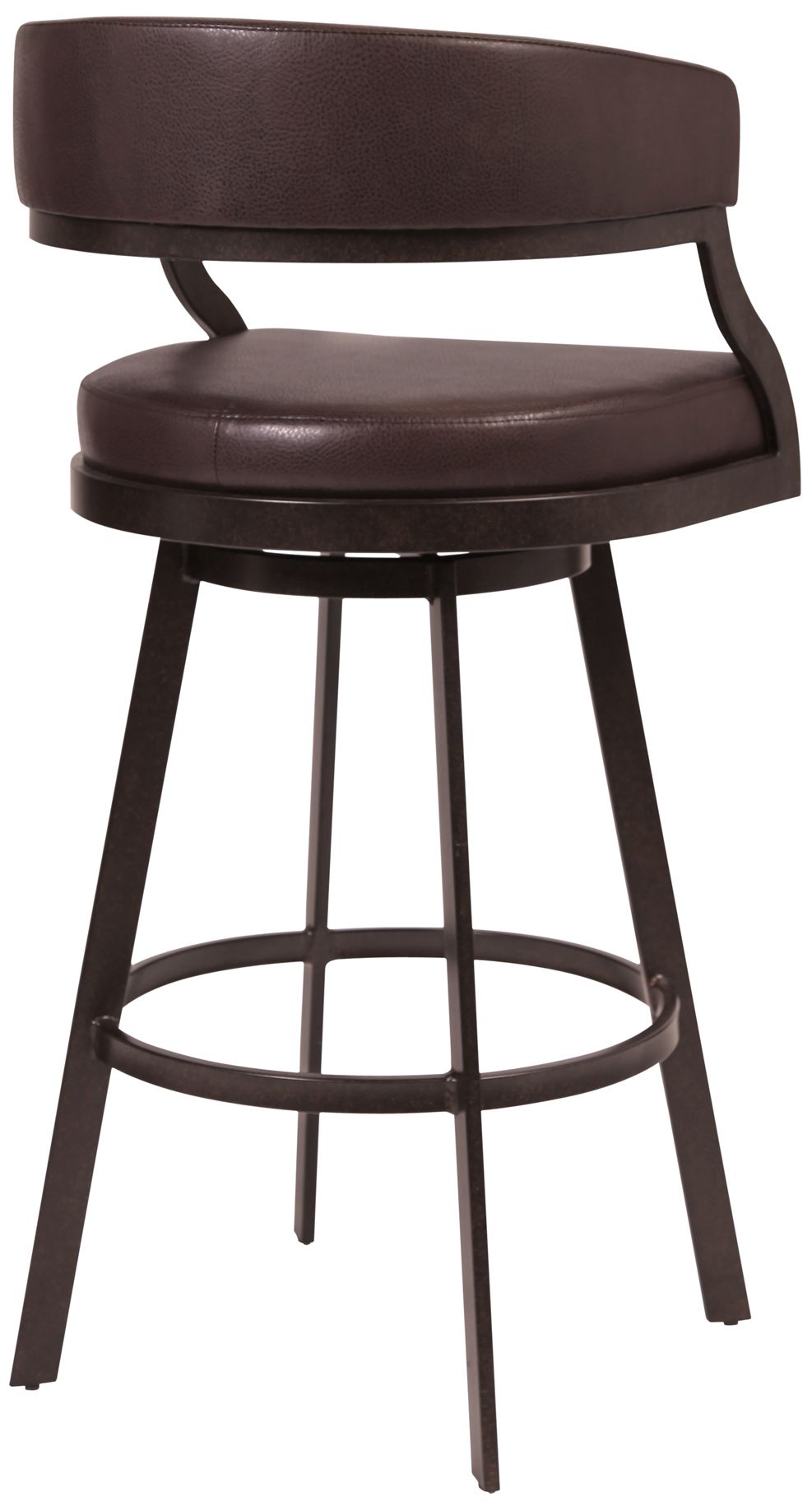 Image 3 Dione 30 in. Swivel Barstool in Brown Faux Leather and Auburn Bay Finish more views