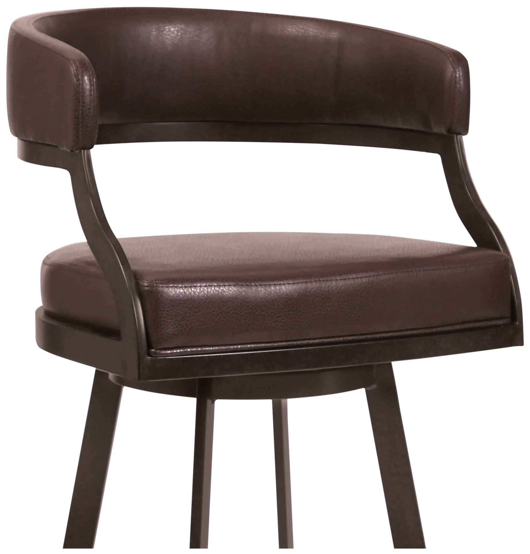Image 4 Dione 30 in. Swivel Barstool in Brown Faux Leather and Auburn Bay Finish more views