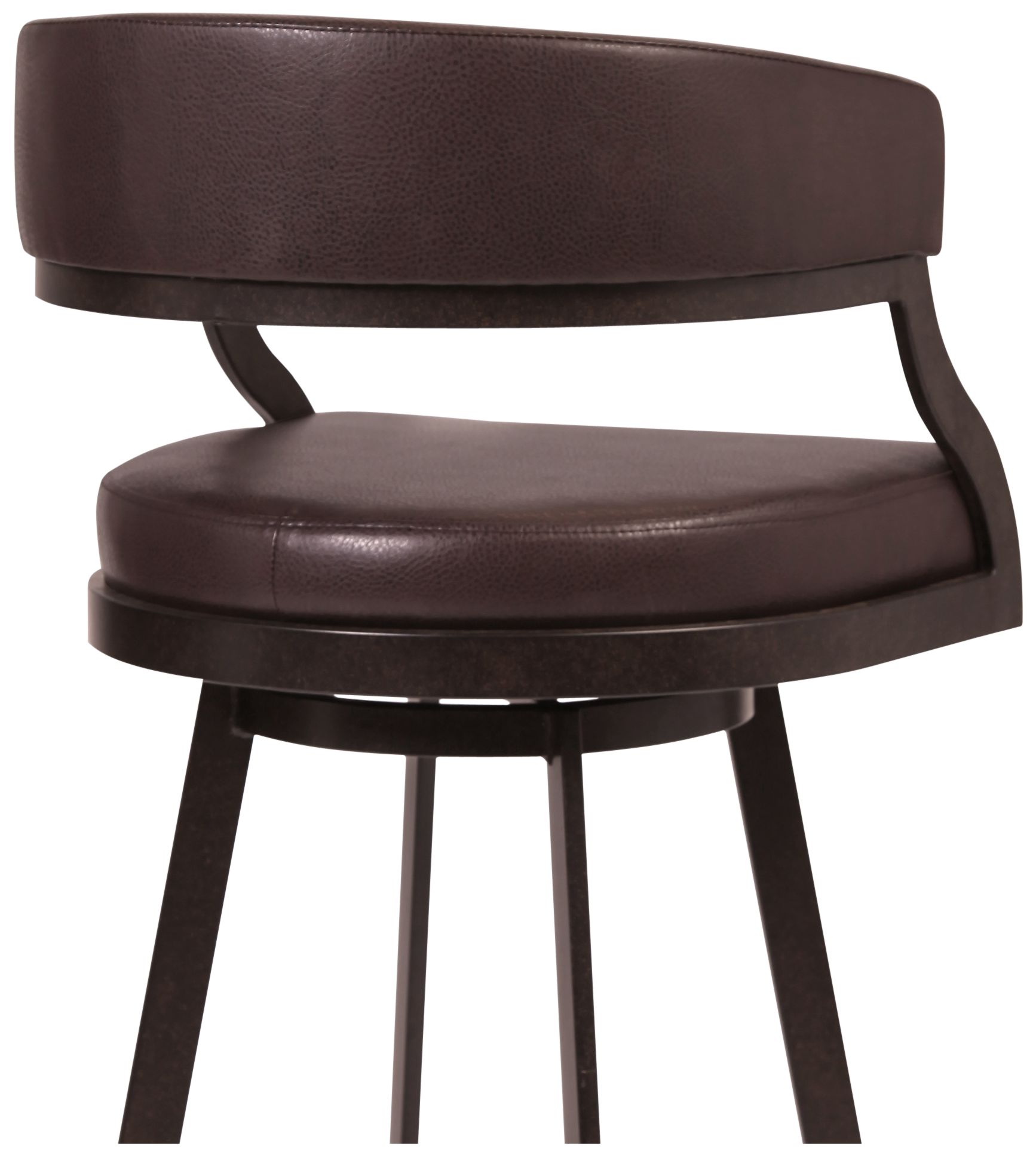 Image 5 Dione 30 in. Swivel Barstool in Brown Faux Leather and Auburn Bay Finish more views
