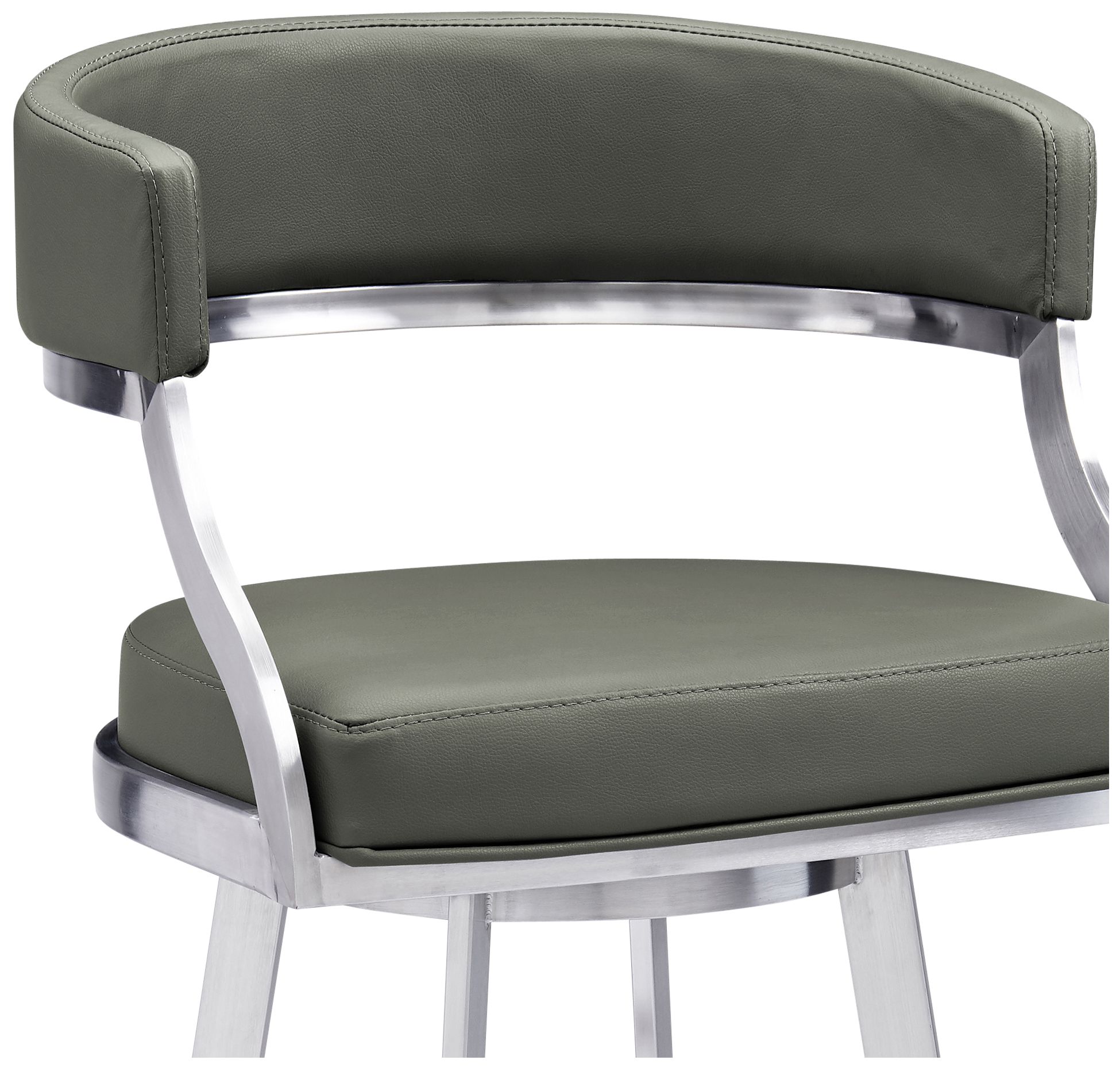 Image 5 Dione 30 in. Swivel Barstool in Stainless Steel Finish, Gray Faux Leather more views