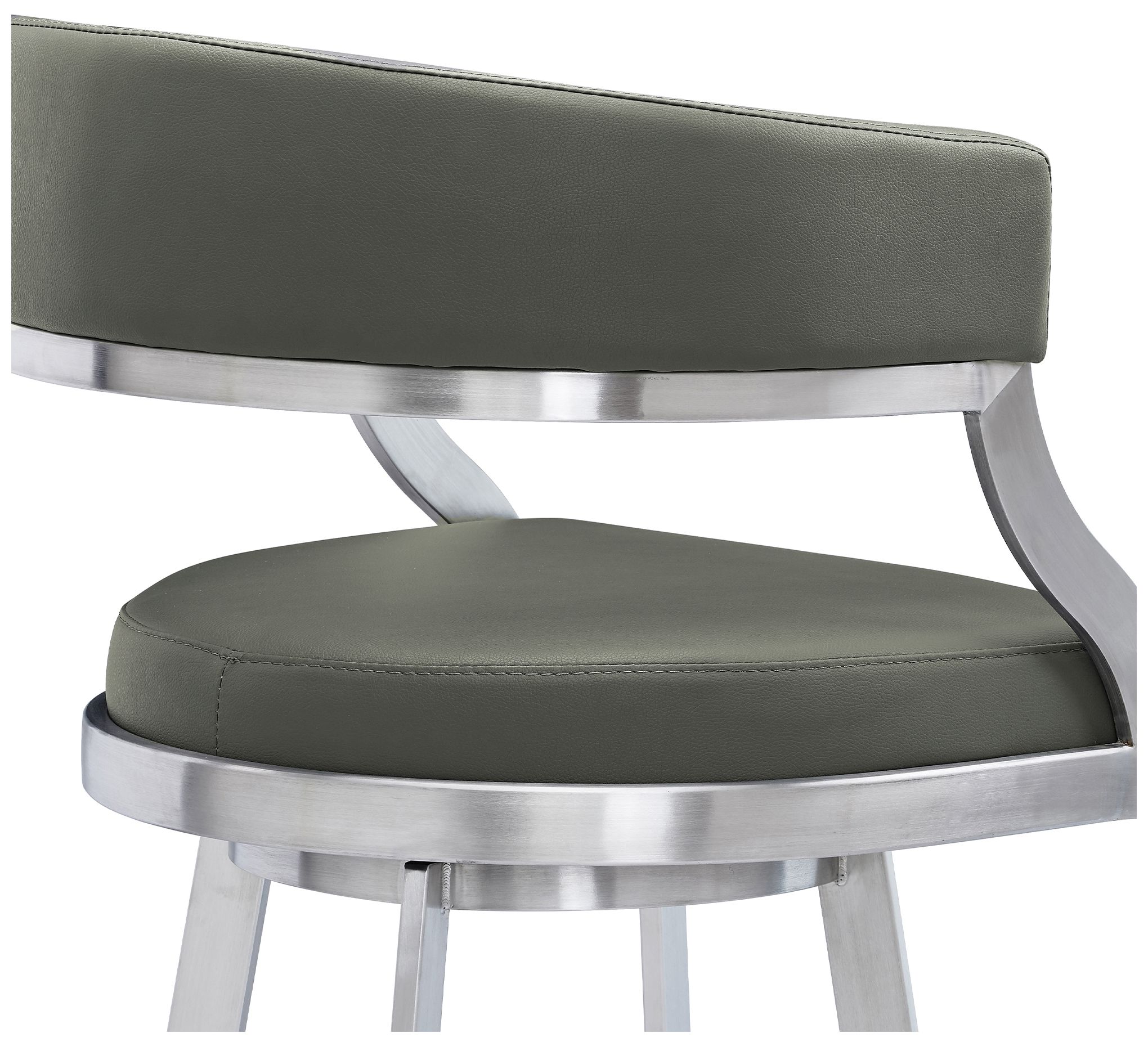 Image 6 Dione 30 in. Swivel Barstool in Stainless Steel Finish, Gray Faux Leather more views