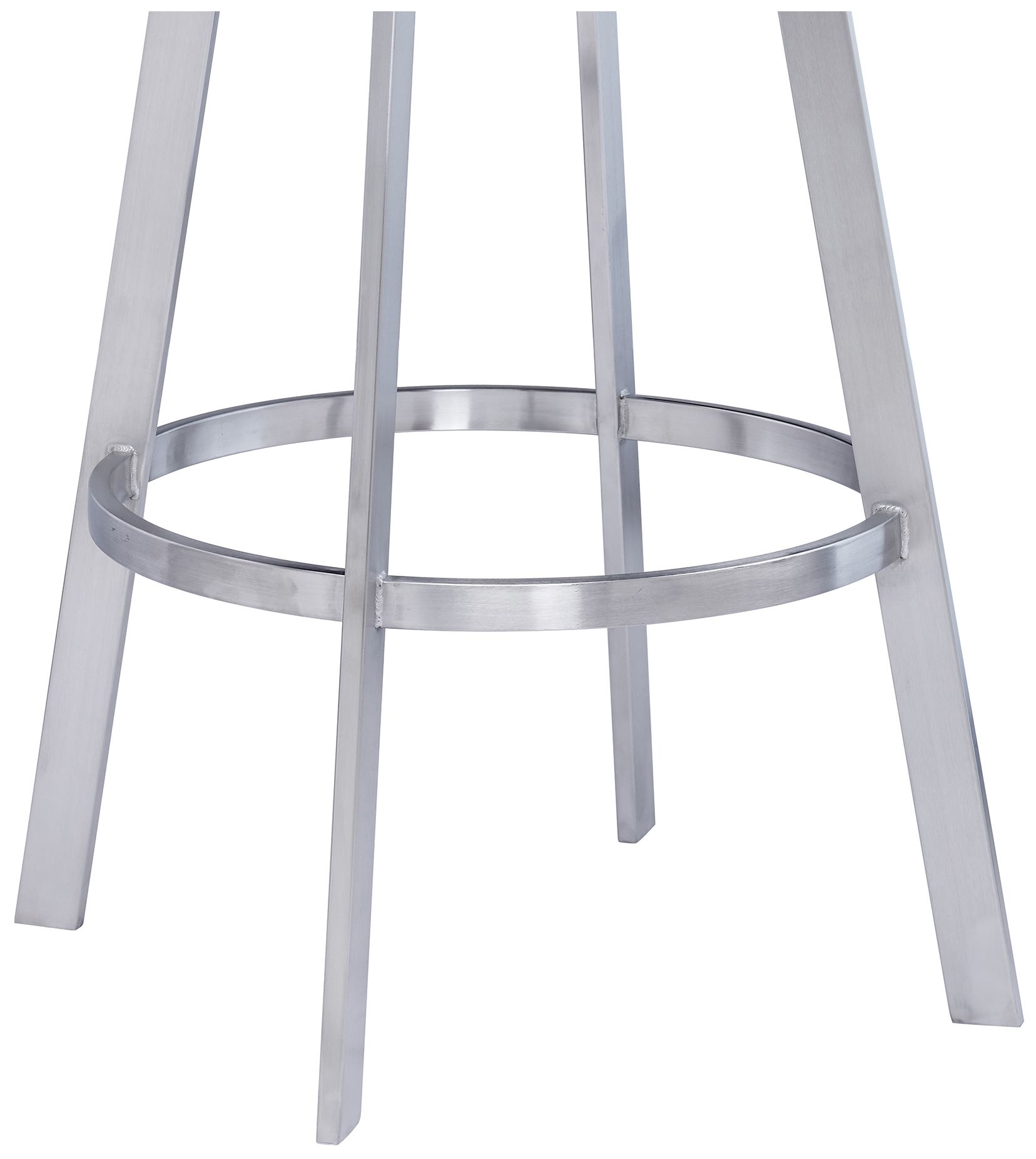 Dione 30 in. Swivel Barstool in Stainless Steel Finish, Gray Faux Leather
