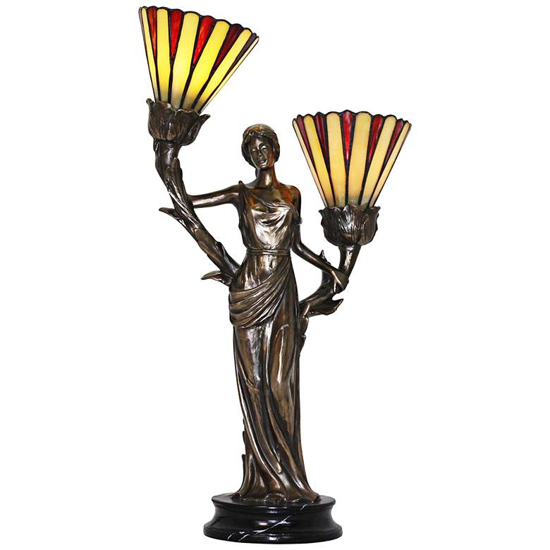 Image 1 Dione Cold Cast Bronze Tiffany-Style Accent Table Lamp
