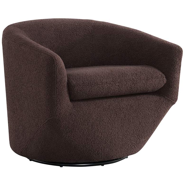 Image 1 Dior Feather Chocolate Boucle Barrel Swivel Chair