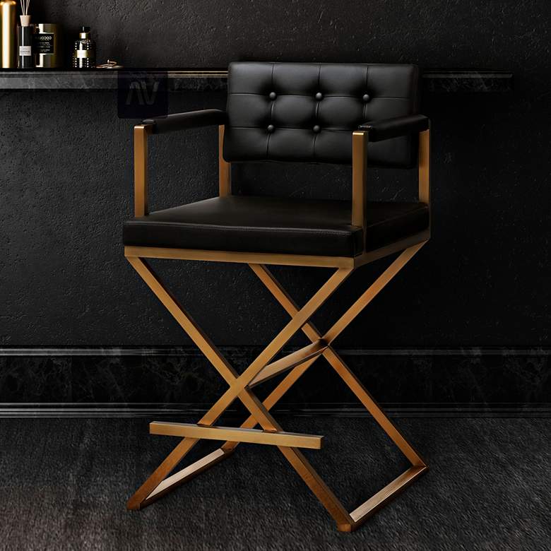 Image 1 Director 26 inch Black Vegan Leather Counter Stool