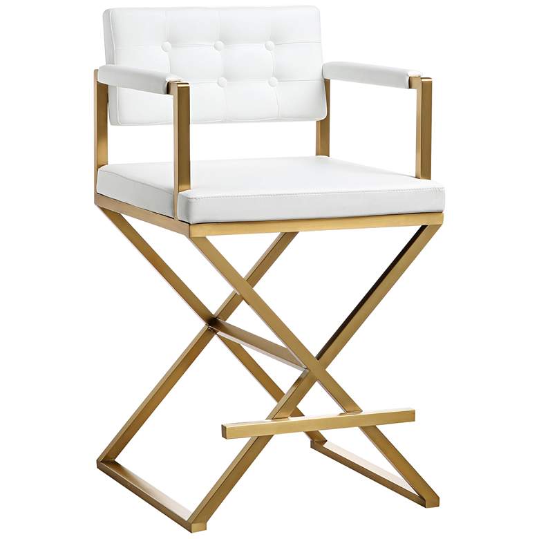 Image 1 Director 26 inch White Vegan Leather Counter Stool