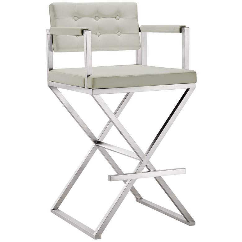 Image 1 Director 30 inch Light Gray and Steel Tufted Barstool