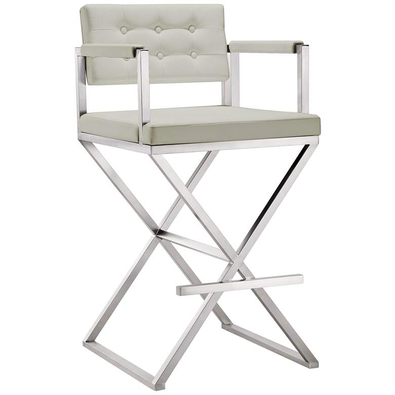 Image 1 Director 30" Light Gray and Steel Tufted Barstool