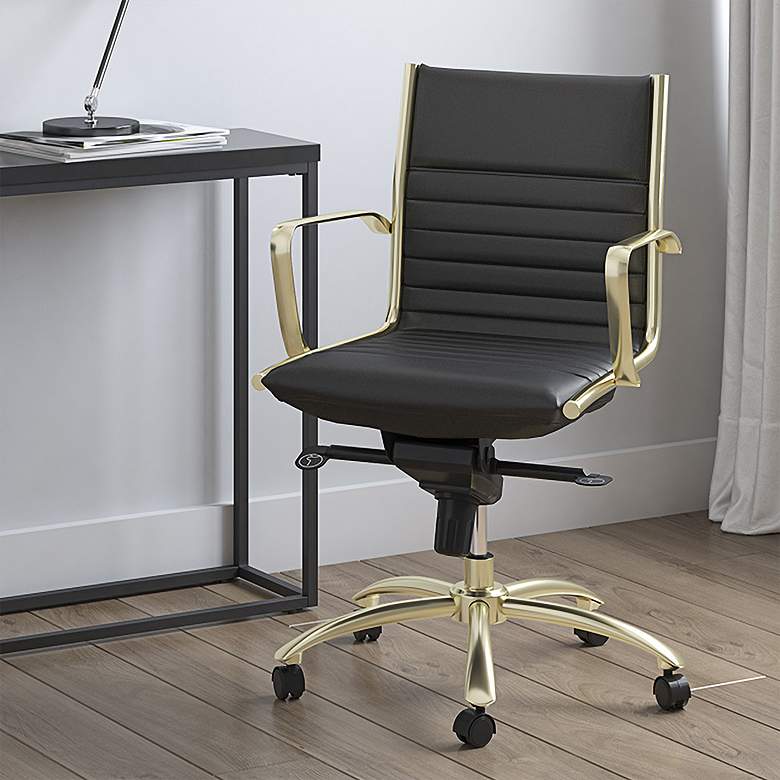 Image 1 Dirk Black Faux Leather Low Back Adjustable Office Chair