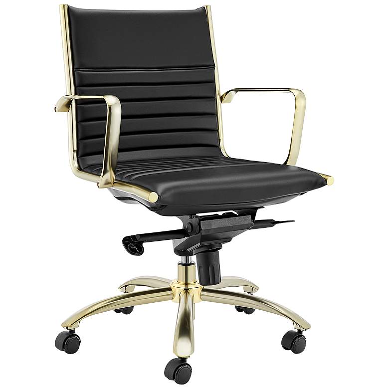 Image 6 Dirk Black Faux Leather Low Back Adjustable Office Chair more views