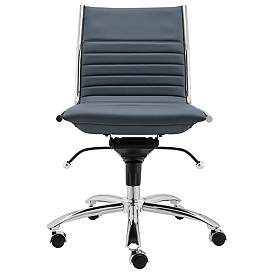 Image2 of Dirk Blue Armless Adjustable Swivel Office Chair more views