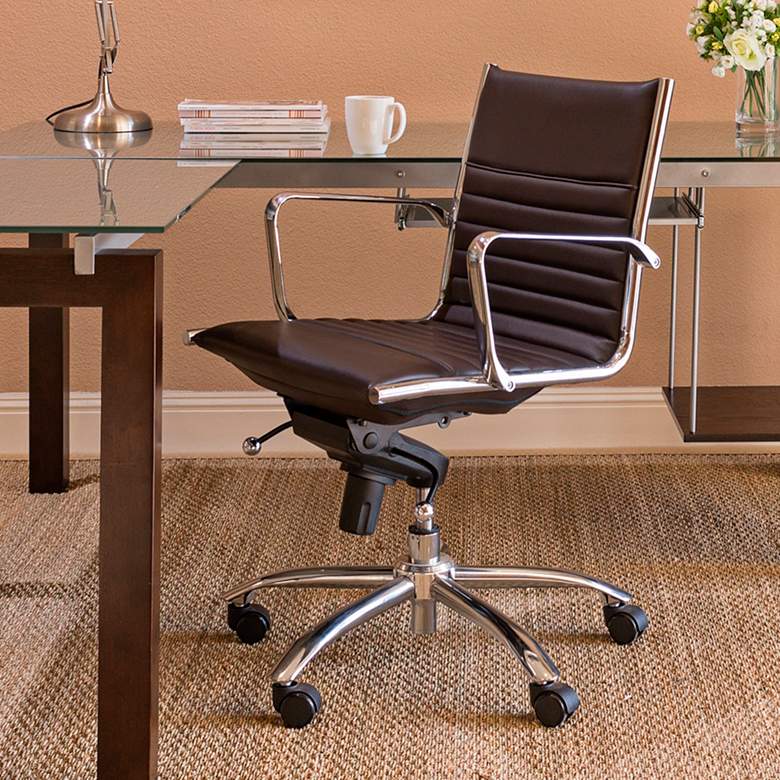 Image 1 Dirk Brown Leatherette Low Back Adjustable Office Chair