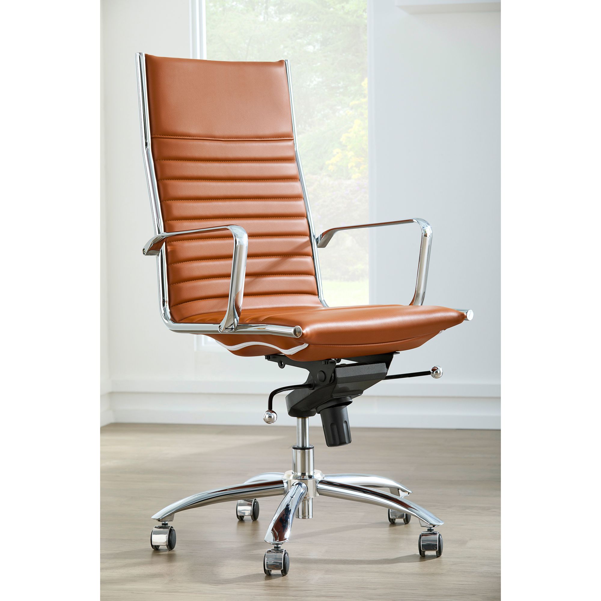 Dirk Cognac High Back Adjustable Swivel Office Chair