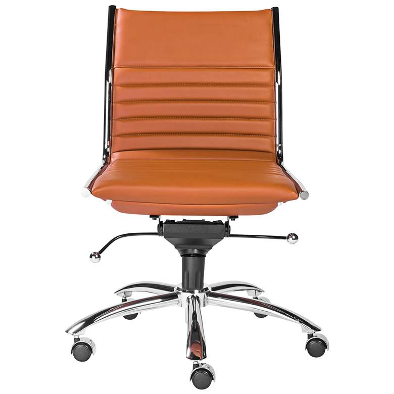 Image 1 Dirk Cognac Leatherette Armless Low Back Office Chair