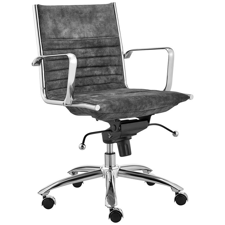 Image 1 Dirk Gray Velvet Fabric Adjustable Swivel Office Chair