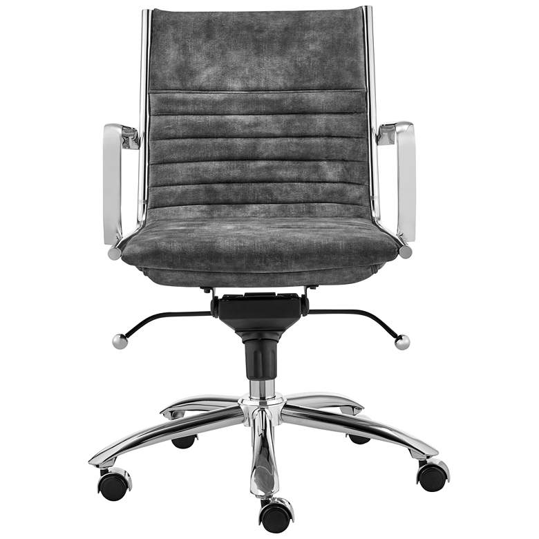 Image 5 Dirk Gray Velvet Fabric Adjustable Swivel Office Chair more views