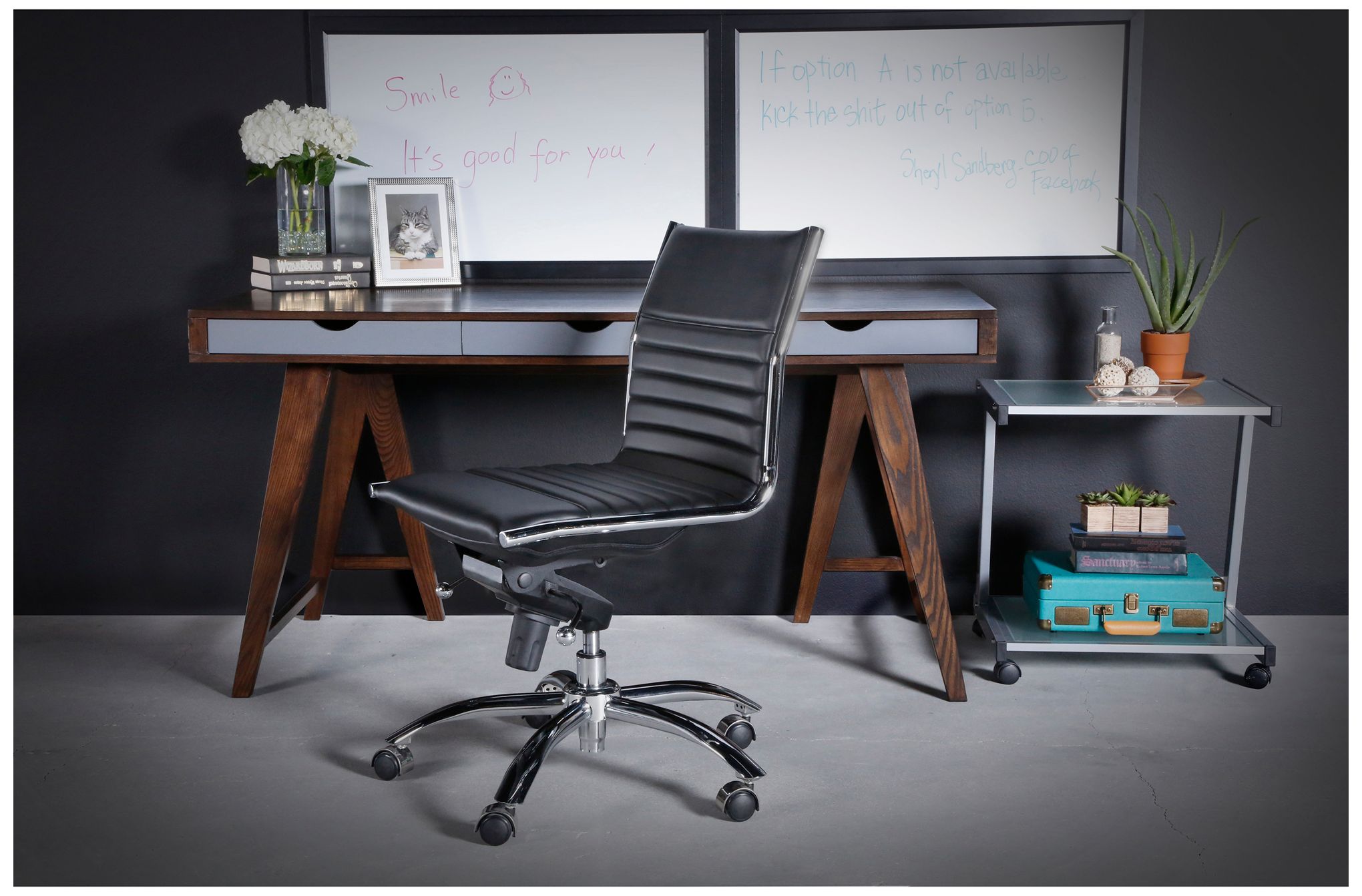 Dirk Low Back Armless Black Office Chair